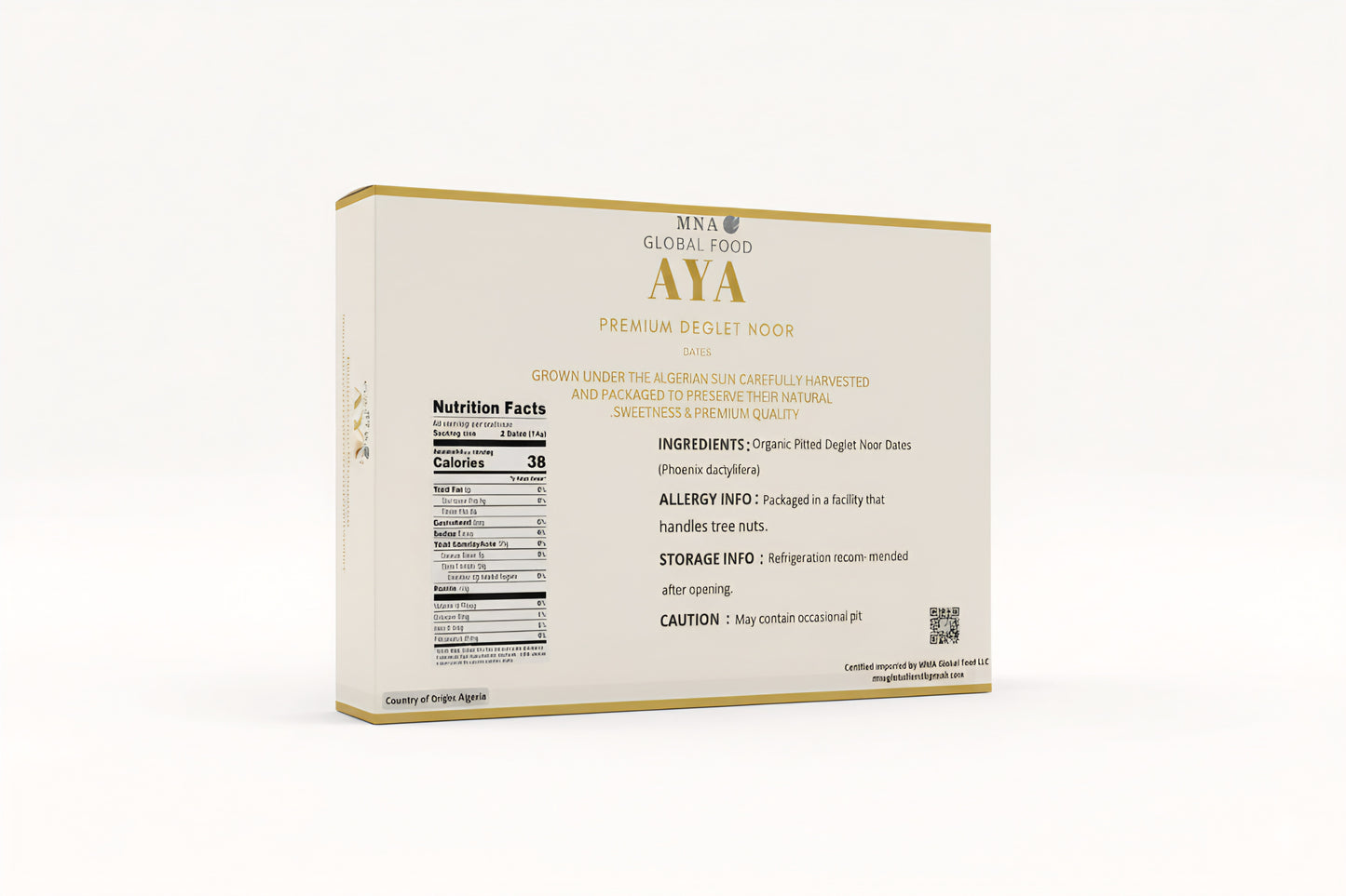 AYA Premium Deglet Noor Dates – Soft Algerian Dates (1.1 lbs / 500 g)